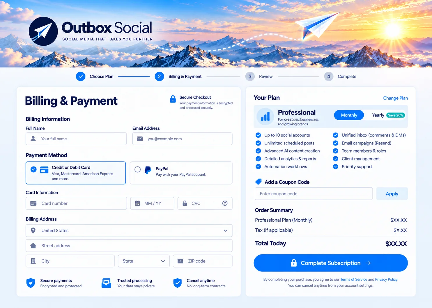 Illustration of secure subscription checkout